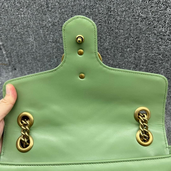 100% Authentic GUCCI GG Marmont Green Small Leather Shoulder Bag - Picture 12 of 16